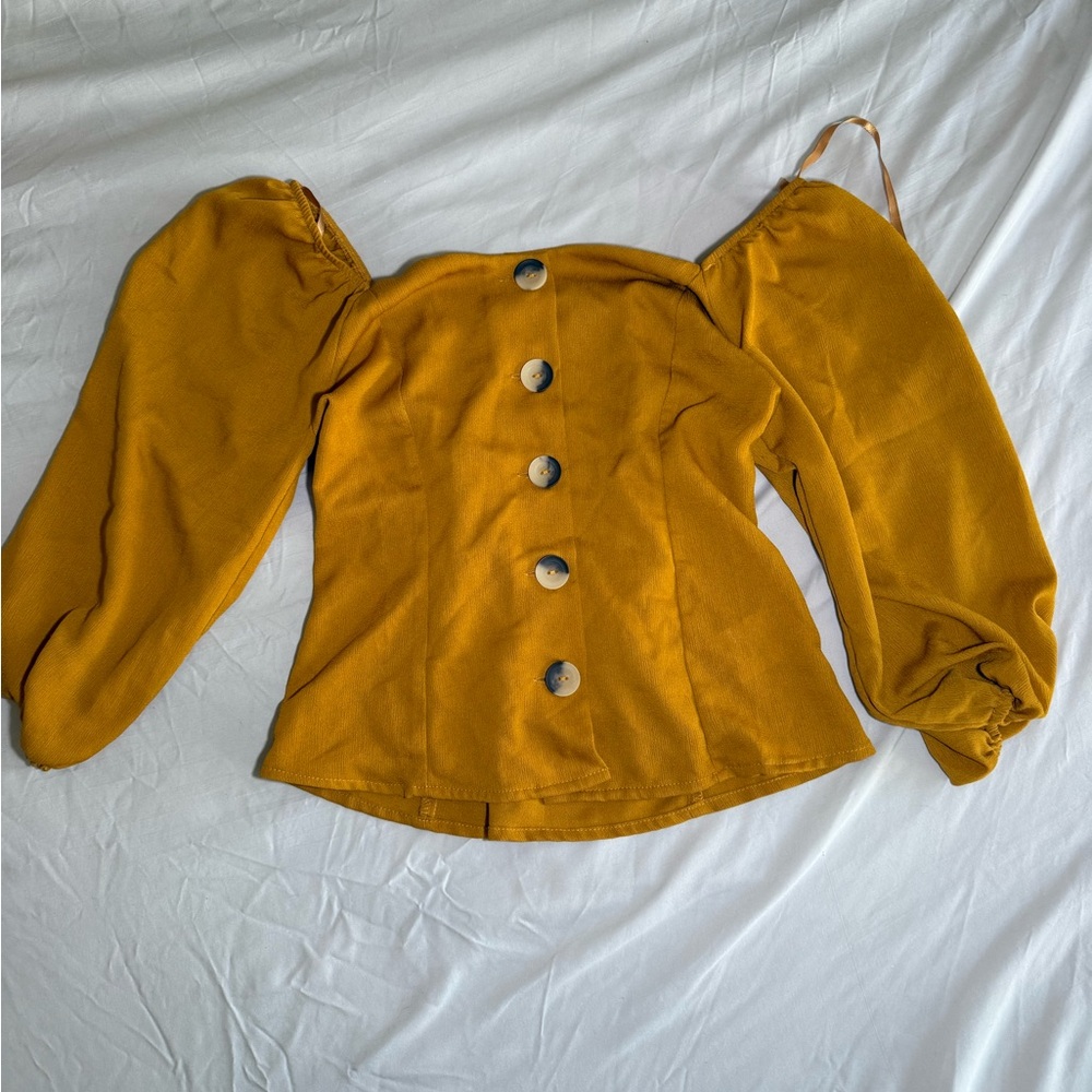 Elegant Mustard Off-Shoulder Blouse